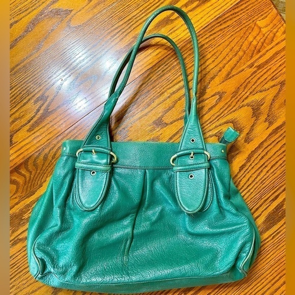 Cole Haan Leather Shoulder Bag Satchel Hobo Emerald Green - Picture 12 of 12